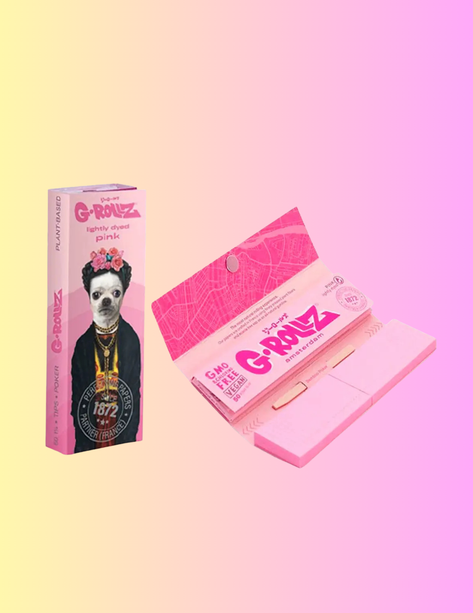 G-Rollz Papelillos Lightly Dyed Pink 1 1/4 + Tips - Imagen 3